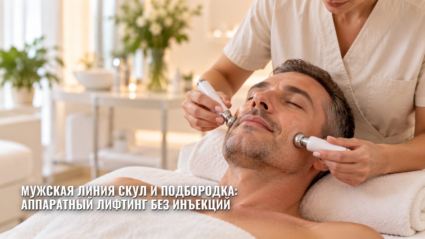 Мужская линия скул и подбородка: аппаратный лифтинг без инъекций